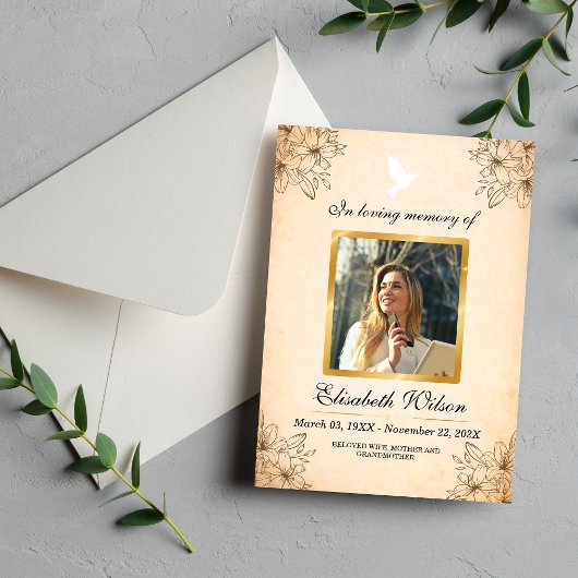 Photo Order of Service Funeral – In Loving Memory Programmakaart