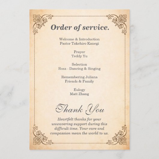 Photo Order of Service Funeral – In Loving Memory Programmakaart (Achterkant)