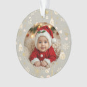 Photo Ornament – Gold Hearts, Bottles & Paw Prints (voorkant)