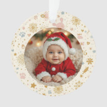 Photo Ornament – Golden Fireworks, Paw Prints