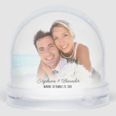 Photo Our First Christmas Elegant Script Newlywed Sneeuwbol (Achterkant)