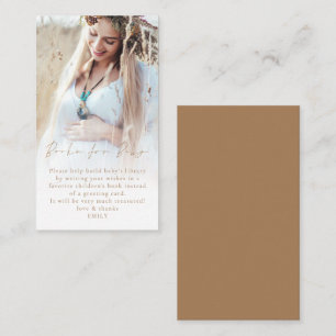 Photo Overlay Gold Script Boeken voor Baby shower Informatiekaartje