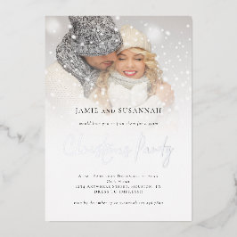 Photo Overlay-kerstparty Luxe Real Folie Uitnodiging