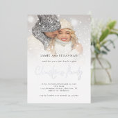 Photo Overlay-kerstparty Luxe Real Folie Uitnodiging (Staand Voorkant)