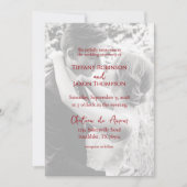 Photo Overlay Lovely Red Text Minimalist Wedding Kaart (Voorkant)