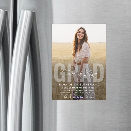 Photo Overlay Magnetic Graduation Announcement Magnetische Uitnodiging