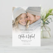 Photo Overlay Modern Script QR Code Wedding Save The Date (Staand voorkant)