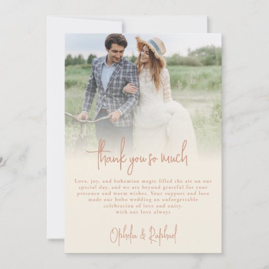 Photo Overlay Script Terracotta Cream Bedankt Kaart (Voorkant)
