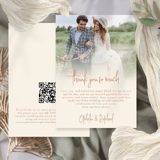 Photo Overlay Script Terracotta Cream Bedankt Kaart