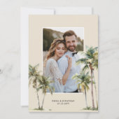 Photo Palm Tree Wedding Coastal Thank You Bedankkaart (Voorkant)