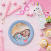 Photo Paper Plate Baptism Blue Shower Papieren Bordje (Feest)