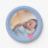 Photo Paper Plate Baptism Blue Shower Papieren Bordje (Voorkant)