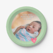 Photo Paper Plate Baptism Green Shower Papieren Bordje (Voorkant)
