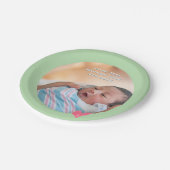Photo Paper Plate Baptism Green Shower Papieren Bordje (Gekanteld)