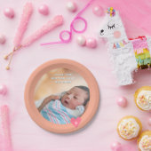 Photo Paper Plate Baptism Orange Shower Papieren Bordje (Feest)