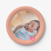 Photo Paper Plate Baptism Orange Shower Papieren Bordje (Voorkant)