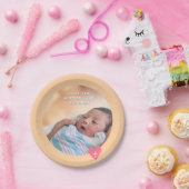 Photo Paper Plate Baptism Orange Shower Papieren Bordje (Feest)