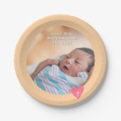 Photo Paper Plate Baptism Orange Shower Papieren Bordje (Voorkant)
