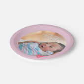 Photo Paper Plate Baptism Pink Shower Papieren Bordje (Gekanteld)