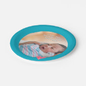 Photo Paper Plate Baptism Teal Blue Shower Papieren Bordje (Gekanteld)