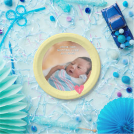 Photo Paper Plate Baptism Yellow Shower Papieren Bordje