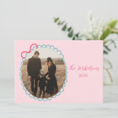 Photo Pastel Scalloped Frame Christmas Feestdagenkaart (Staand voorkant)