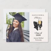 Photo Pearl Champagne Glass Graduation Aankondiging (Voorkant)