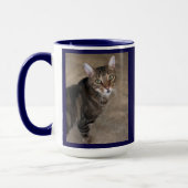PHOTO personaliseren en TEKST Navy Blue Coffee Cof Mok (Links)
