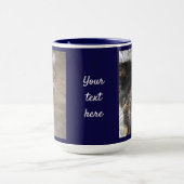 PHOTO personaliseren en TEKST Navy Blue Coffee Cof Mok (Midden)