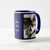 PHOTO personaliseren en TEKST Navy Blue Coffee Cof Mok (Voorkant rechts)