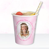 Photo Personalized, Pink Birthday Paper Cups Papieren Bekers