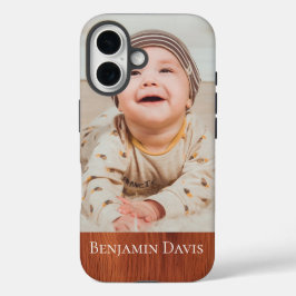 Photo Personalized Woodgrain iPhone 16 Hoesje