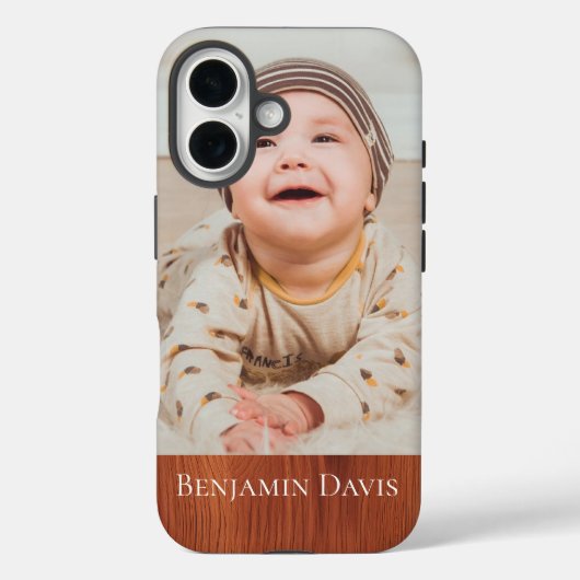 Photo Personalized Woodgrain  Case-Mate iPhone Case (Achterkant)