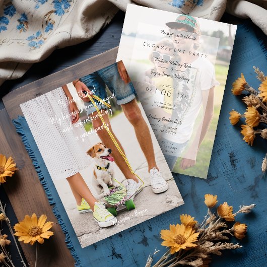 Photo Pet Funny Couple Engagement Party Kaart