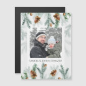Photo Pine Cone Snow Magnetic Card (Voorkant / Achterkant)