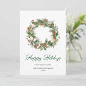 PHOTO Pine Cones Wreate kerstgroet Feestdagenkaart (Staand voorkant)