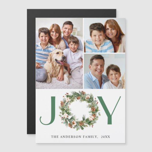 PHOTO Pine Cones Wreate kerstkaart Magnetic Card (Voorkant / Achterkant)