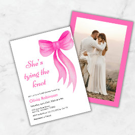 Photo Pink Bow She's Tying the Knot Bridal Shower  Kaart