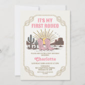 Photo Pink Cowgirl Its My First Rodeo 1st Birthday Kaart (Voorkant)