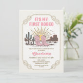 Photo Pink Cowgirl Its My First Rodeo 1st Birthday Kaart (Staand voorkant)