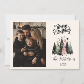 Photo Pink Forest Christmas Feestdagenkaart (Voorkant)