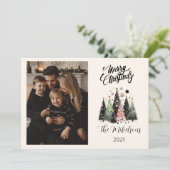 Photo Pink Forest Christmas Feestdagenkaart (Staand voorkant)