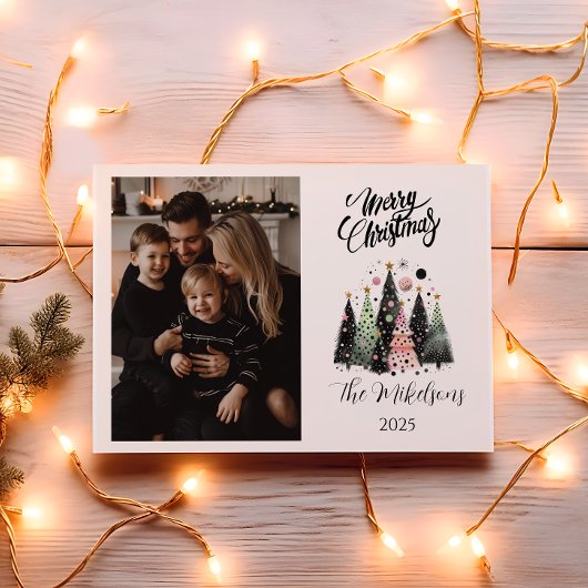 Photo Pink Forest Christmas Feestdagenkaart