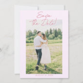Photo Pink Hand Drawn Floral Garden Save The Date (Voorkant)