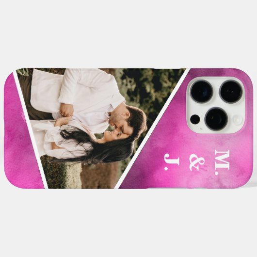 Photo Pink Monogram Case-Mate iPhone Case (Achterkant (horizontaal))