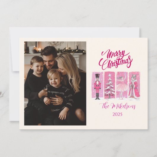 Photo Pink Nutcracker Ballet Christmas Feestdagenkaart (Voorkant)
