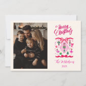 Photo Pink Nutcracker Christmas Feestdagenkaart (Voorkant)