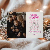 Photo Pink Nutcracker Coquette Christmas Feestdagenkaart