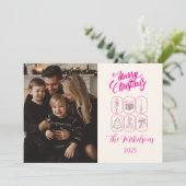 Photo Pink Nutcracker Coquette Christmas Feestdagenkaart (Staand voorkant)