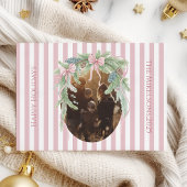 Photo Pink Ribbon Pine Family Christmas Feestdagenkaart